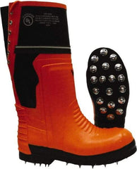 Viking - Men's Size 10 Medium Width Steel Work Boot - Black, Orange, Rubber Upper, Nitrile Rubber Outsole, 15" High, Chemical Resistant, Waterproof, Non-Slip, Cut Resistant - USA Tool & Supply