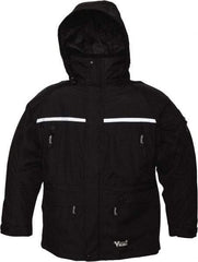 Viking - Size L, Black, Rain, Wind Resistant, Cold Weather Jacket - 43" Chest, 5 Pockets, Detachable Hood - USA Tool & Supply