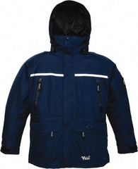 Viking - Size 4XL, Black & Navy, Rain, Wind Resistant, Cold Weather Jacket - 58" Chest, 5 Pockets, Detachable Hood - USA Tool & Supply