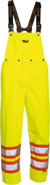 Viking - Size 3XL, High Visibility Yellow, Rain, Wind Resistant Bib Overall - No Pockets - USA Tool & Supply