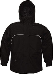 Viking - Size XL, Black, Rain, Wind Resistant Jacket - 47" Chest, 3 Pockets, Attached Hood - USA Tool & Supply