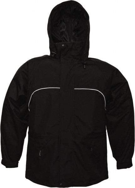 Viking - Size M, Black, Rain, Wind Resistant Jacket - 40" Chest, 3 Pockets, Attached Hood - USA Tool & Supply
