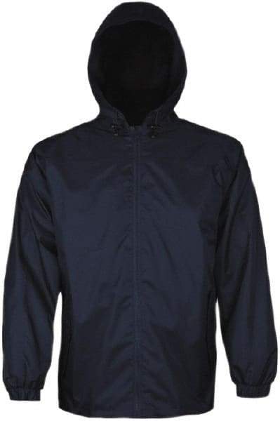 Viking - Size 2XL, Blue, Rain, Wind Resistant Jacket - 51" Chest, 2 Pockets, Attached Hood - USA Tool & Supply