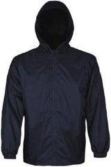 Viking - Size 2XL, Blue, Rain, Wind Resistant Jacket - 51" Chest, 2 Pockets, Attached Hood - USA Tool & Supply