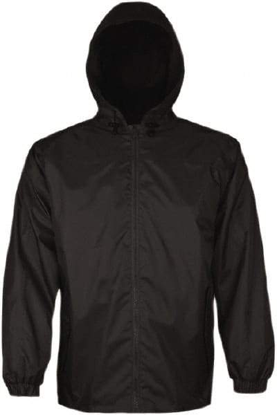 Viking - Size XL, Black, Rain, Wind Resistant Jacket - 47" Chest, 2 Pockets, Attached Hood - USA Tool & Supply