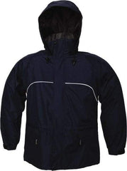 Viking - Size 2XL, Navy, Rain, Wind Resistant Jacket - 51" Chest, 3 Pockets, Attached Hood - USA Tool & Supply