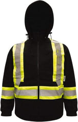Viking - Size 3XL High Visibility Sweatshirt - High Visbility Yellow, Black, Polyester & Fleece, Zipper Closure, 55" Chest - USA Tool & Supply