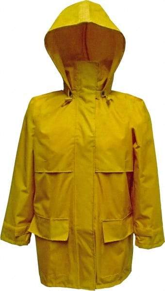 Viking - Size L, Yellow, Rain, Wind Resistant Jacket - 43" Chest, Detachable Hood - USA Tool & Supply
