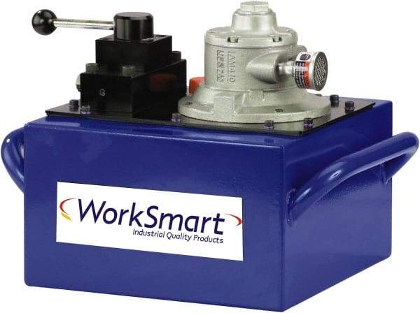 Value Collection - 10,000 psi Air-Hydraulic Pump & Jack - 3 Gal Oil Capacity, Manual Valve, Use with Double Acting Cylinders, Advance, Hold & Retract - USA Tool & Supply