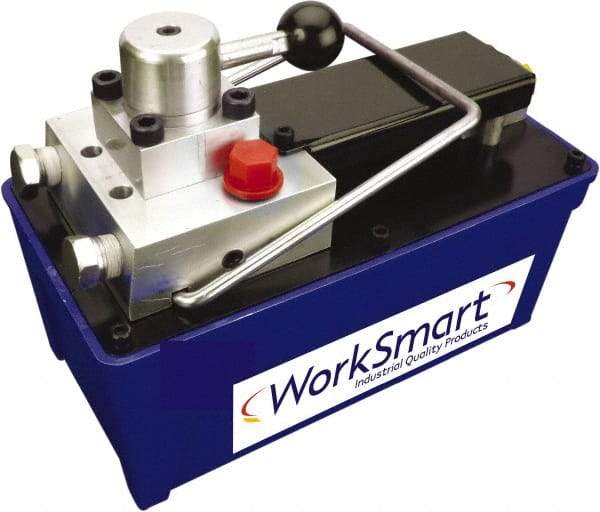 Value Collection - 10,000 psi Air-Hydraulic Pump & Jack - 91.5 Cu In Oil Capacity, Use with Double Acting Cylinders, Advance, Hold & Retract - USA Tool & Supply