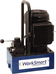 Value Collection - 10,000 psi Electric Hydraulic Pump & Jack - 1 Gal Oil Capacity, 3-Way, 3 Position Valve, Use with Single Acting Cylinders, Advance, Hold & Retract - USA Tool & Supply