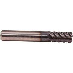 Emuge - 7/16" Diam, 1" LOC, 6 Flute Solid Carbide Roughing & Finishing End Mill - TiAlN Finish, 3-1/4" OAL, 7/16" Shank Diam, Cylindrical Shank, 50° Helix, Long Length - USA Tool & Supply
