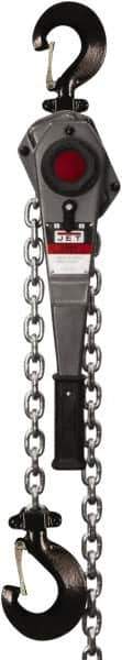 Jet - 6,000 Lb Lifting Capacity, 5' Lift Height, Lever with Overload Protection Hoist - Made from Chain, 75 Lb Avg Pull to Lift Rated Load - USA Tool & Supply