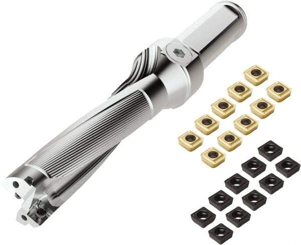 Seco - 3-3/4" Max Drill Depth, 3xD, 1-1/4" Diam, Indexable Insert Drill - 2 Inserts, 1-1/4" Shank Diam, Weldon Flat Shank - USA Tool & Supply