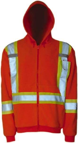 Viking - Size 3XL High Visibility Sweatshirt - High Visbility Lime, Thermal Fleece & Polyester, Zipper Closure, 55" Chest - USA Tool & Supply