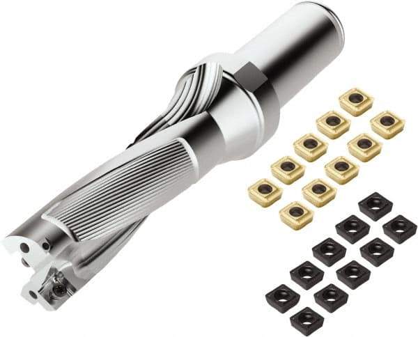 Seco - 3" Max Drill Depth, 4xD, 3/4" Diam, Indexable Insert Drill - 2 Inserts, 1" Shank Diam, Weldon Flat Shank - USA Tool & Supply