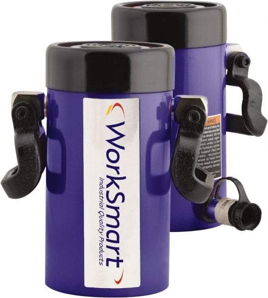 Value Collection - 75 Ton, 6.14" Stroke, 98.85 Cu In Oil Capacity, Portable Hydraulic Single Acting Cylinder - 16.1 Sq In Effective Area, 11.22" Lowered Ht., 18.36" Max Ht., 4.53" Cyl Bore Diam, 3.74" Plunger Rod Diam, 10,000 Max psi - USA Tool & Supply