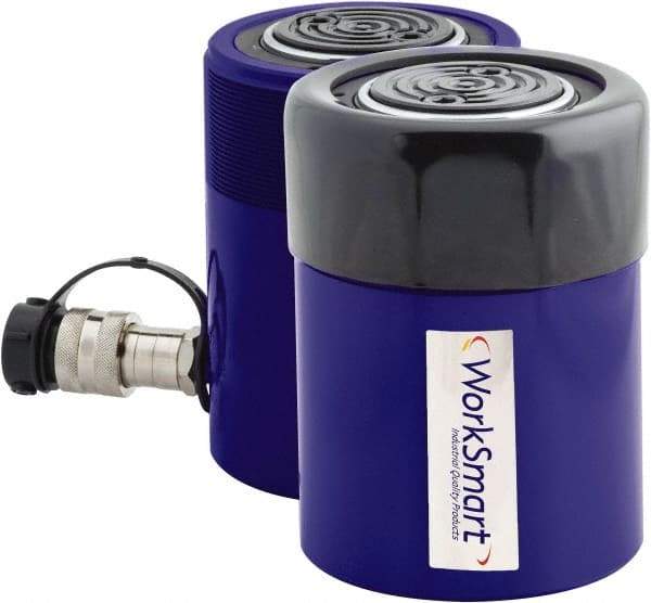 Value Collection - 55 Ton, 2.01" Stroke, 21.97 Cu In Oil Capacity, Portable Hydraulic Single Acting Cylinder - 10.98 Sq In Effective Area, 6.93" Lowered Ht., 8.94" Max Ht., 3.74" Cyl Bore Diam, 3.15" Plunger Rod Diam, 10,000 Max psi - USA Tool & Supply