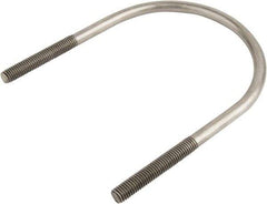 Made in USA - 7/8-9 UNC, 17-5/16" Long, Round U Bolt Clamp with No Mount Plate for 14" Pipe - 4-1/4" Thread Length, 14-1/8" Wide, Grade 304 Stainless Steel - USA Tool & Supply