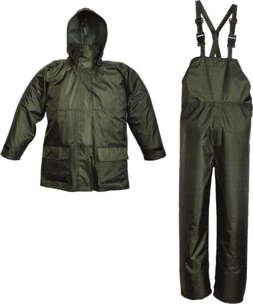 Viking - Size 3XL, Green, Rain Three Piece Suit - Detachable Hood, Hook & Loop Ankle, Hook & Loop Wrist - USA Tool & Supply