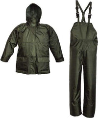 Viking - Size XL, Green, Rain Three Piece Suit - Detachable Hood, Hook & Loop Ankle, Hook & Loop Wrist - USA Tool & Supply