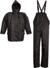 Viking - Size 2XL, Black, Rain Three Piece Suit - Detachable Hood, Hook & Loop Ankle, Hook & Loop Wrist - USA Tool & Supply