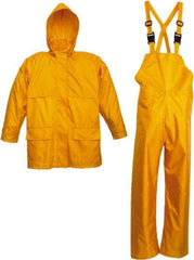 Viking - Size 2XL, Yellow, Rain Three Piece Suit - Detachable Hood, Hook & Loop Ankle, Hook & Loop Wrist - USA Tool & Supply