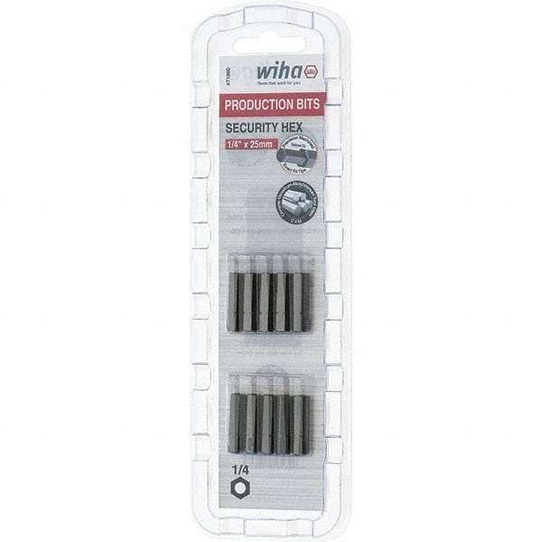 Wiha - 25mm Hex Screwdriver Bit - 1/4" Drive, 1" OAL - USA Tool & Supply