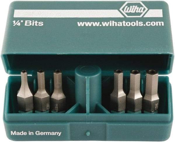 Wiha - 10 Piece, 1/4" Drive Screwdriver Tamperproof Bit Set - 3/32 to 3/16" Hex - USA Tool & Supply