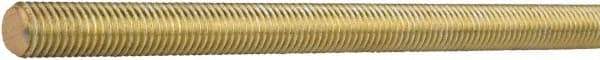 Value Collection - 1-14 UNF (Fine), 12' Long, Stainless Steel General Purpose Threaded Rod - Yellow Zinc-Plated Finish, Right Hand Thread - USA Tool & Supply