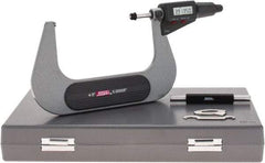 SPI - 4 to 5" Range, 0.00005" Resolution, Standard Throat IP54 Electronic Outside Micrometer - 0.00024" Accuracy, Friction Thimble, Carbide-Tipped Face, LR44 Battery, Includes NIST Traceable Certification of Inspection - USA Tool & Supply