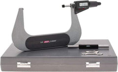SPI - 5 to 6" Range, 0.00005" Resolution, Standard Throat IP54 Electronic Outside Micrometer - 0.00024" Accuracy, Friction Thimble, Carbide-Tipped Face, LR44 Battery, Includes NIST Traceable Certification of Inspection - USA Tool & Supply