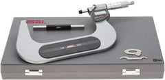 SPI - 5 to 6" Range, 0.00005" Resolution, Standard Throat IP65 Electronic Outside Micrometer - 0.0002" Accuracy, Ratchet Stop Thimble, Carbide-Tipped Face, LR44 Battery, Includes NIST Traceable Certification of Inspection - USA Tool & Supply