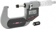 SPI - 1 to 2" Range, 0.00005" Resolution, Standard Throat IP65 Electronic Outside Micrometer - 0.0001" Accuracy, Ratchet Stop Thimble, Carbide-Tipped Face, LR44 Battery, Includes NIST Traceable Certification of Inspection - USA Tool & Supply