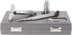 SPI - 0 to 100mm Range, 4 Rod, Mechanical Depth Micrometer - Ratchet Stop Thimble, 63mm Base Length, 0.01mm Graduation, 4.5mm Rod Diam - USA Tool & Supply