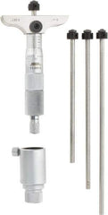 SPI - 0 to 4" Range, 4 Rod, Mechanical Depth Micrometer - Ratchet Stop Thimble, 2-1/2" Base Length, 0.001" Graduation, 4.5mm Rod Diam - USA Tool & Supply
