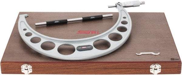 SPI - 9 to 10" Range, 0.0001" Graduation, Mechanical Outside Micrometer - Ratchet Stop Thimble, 5.6" Throat Depth, Accurate to 0.0003" - USA Tool & Supply