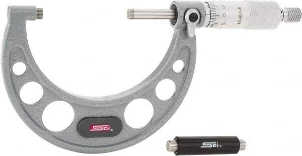 SPI - 50 to 75mm Range, 0.01mm Graduation, Mechanical Outside Micrometer - Ratchet Stop Thimble, 49mm Throat Depth, Accurate to 0.005mm - USA Tool & Supply