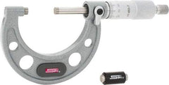 SPI - 25 to 50mm Range, 0.01mm Graduation, Mechanical Outside Micrometer - Ratchet Stop Thimble, 38mm Throat Depth, Accurate to 0.004mm - USA Tool & Supply