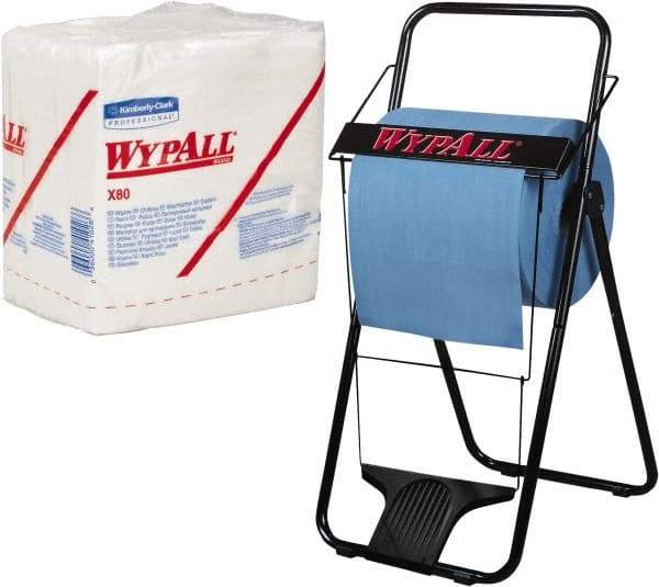 WypAll - X80 1/4 Fold Shop Towel/Industrial Wipes - Poly Pack, 12-1/2" x 12-1/2" Sheet Size, White - USA Tool & Supply