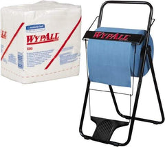 WypAll - X80 1/4 Fold Shop Towel/Industrial Wipes - Poly Pack, 12-1/2" x 12-1/2" Sheet Size, White - USA Tool & Supply