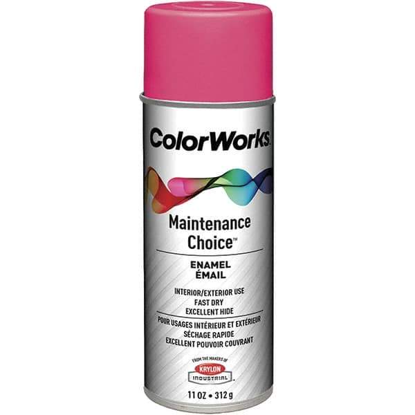 Krylon - Zinger Pink, 11 oz Net Fill, Gloss, Enamel Spray Paint - 15 to 18 Sq Ft per Can, 16 oz Container - USA Tool & Supply