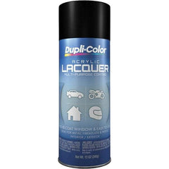 Dupli-Color - Black, Flat, Lacquer Spray Paint - 12 to 14 Sq Ft per Can, 12 oz Container - USA Tool & Supply
