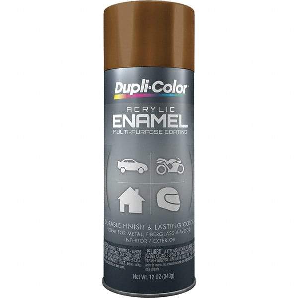 Dupli-Color - Leather Brown, Gloss, Acrylic Enamel Spray Paint - 12 to 14 Sq Ft per Can, 12 oz Container - USA Tool & Supply