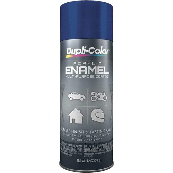 Dupli-Color - Royal Blue, Gloss, Acrylic Enamel Spray Paint - 12 to 14 Sq Ft per Can, 12 oz Container - USA Tool & Supply