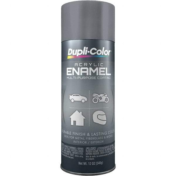 Dupli-Color - Machinery Gray, Gloss, Acrylic Enamel Spray Paint - 12 to 14 Sq Ft per Can, 12 oz Container - USA Tool & Supply