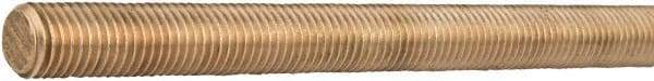 Made in USA - 1/4-20 UNC (Coarse), 6' Long, Bronze General Purpose Threaded Rod - Uncoated, Right Hand Thread - USA Tool & Supply