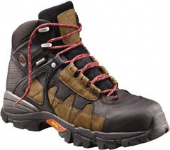 Timberland PRO - Men's Size 14 Medium Width Steel Work Boot - Brown, Leather Upper, Rubber Outsole, 6" High, Safety Toe, Waterproof - USA Tool & Supply