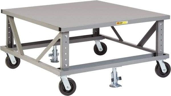 Little Giant - 3,600 Lb Capacity Steel Adjustable Height Pallet Stand - Steel Deck, 40" OAW, 48" Platform Length, Phenolic Casters - USA Tool & Supply