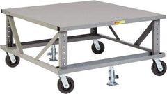 Little Giant - 3,600 Lb Capacity Steel Adjustable Height Pallet Stand - Steel Deck, 48" OAW, 48" Platform Length, Phenolic Casters - USA Tool & Supply